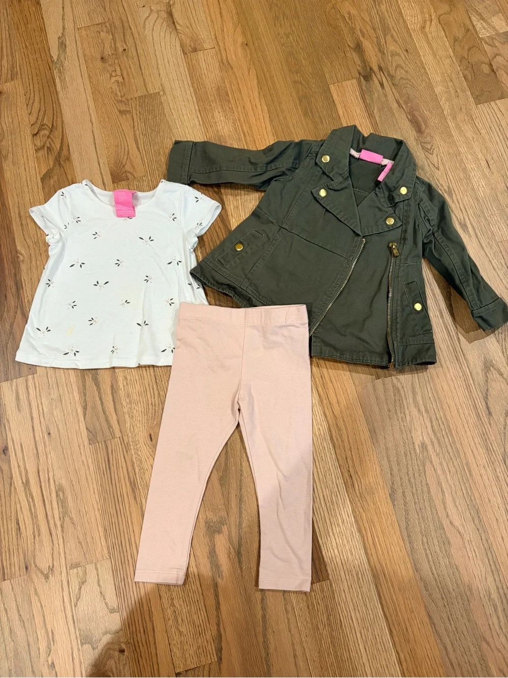 Baby girl 3 piece set with jacket, tshirt, and leggings